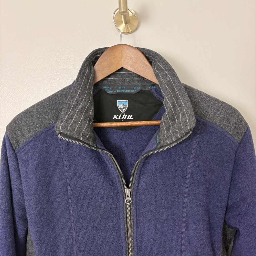 Kuhl Alfpaca Fleece Jacket Womens Large Purple Gray Full Zip Mock Neck Gorpcore